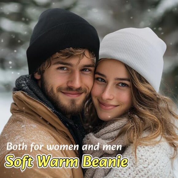 Unisex Knit Beanie Set Winter Warm Stretchy Soft Classic Minimal Style main image 7